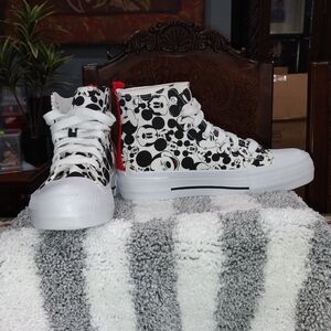 Disney Kids Mickey Mouse High-Top Sneakers - Black, White, and Red